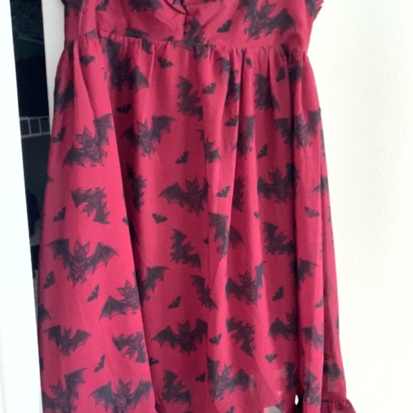 Sourpuss bat attack! Chiffon tie back mini dress - Picture 2 of 3